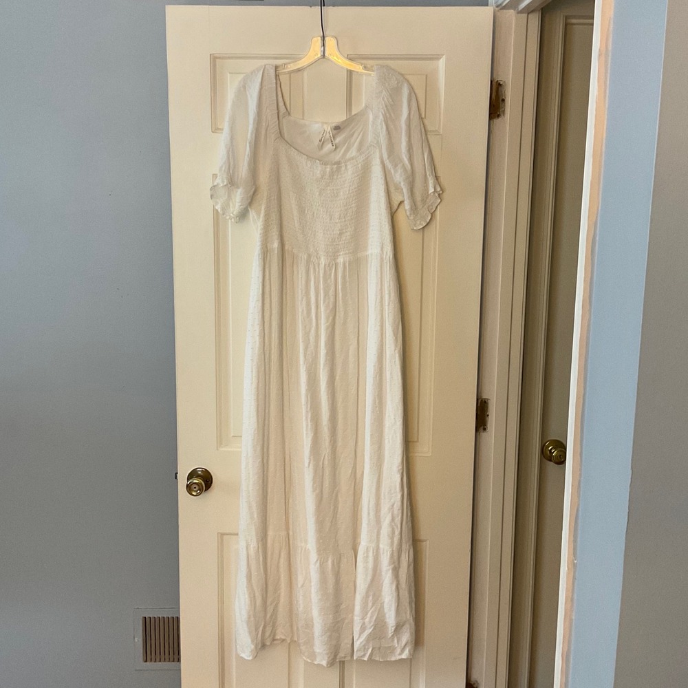 Seraphine Shirred Maternity Nursing Maxi Dress White Swiss Dot US 14 baby shower - Picture 5 of 12